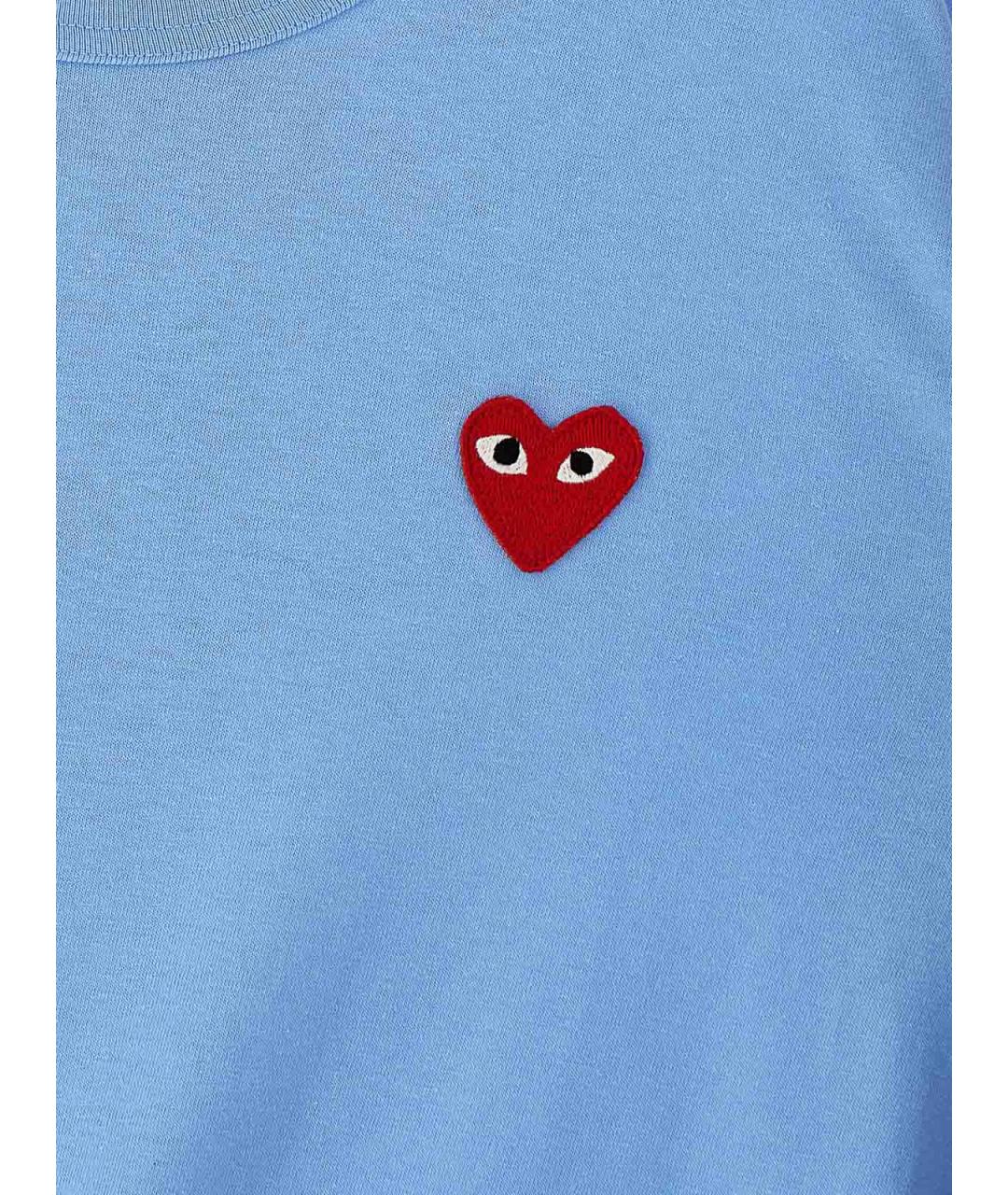 COMME DES GARÇONS PLAY Голубая хлопковая футболка, фото 4