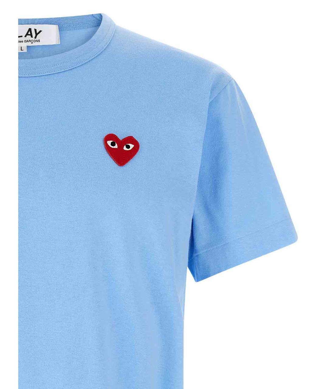 COMME DES GARÇONS PLAY Голубая хлопковая футболка, фото 3