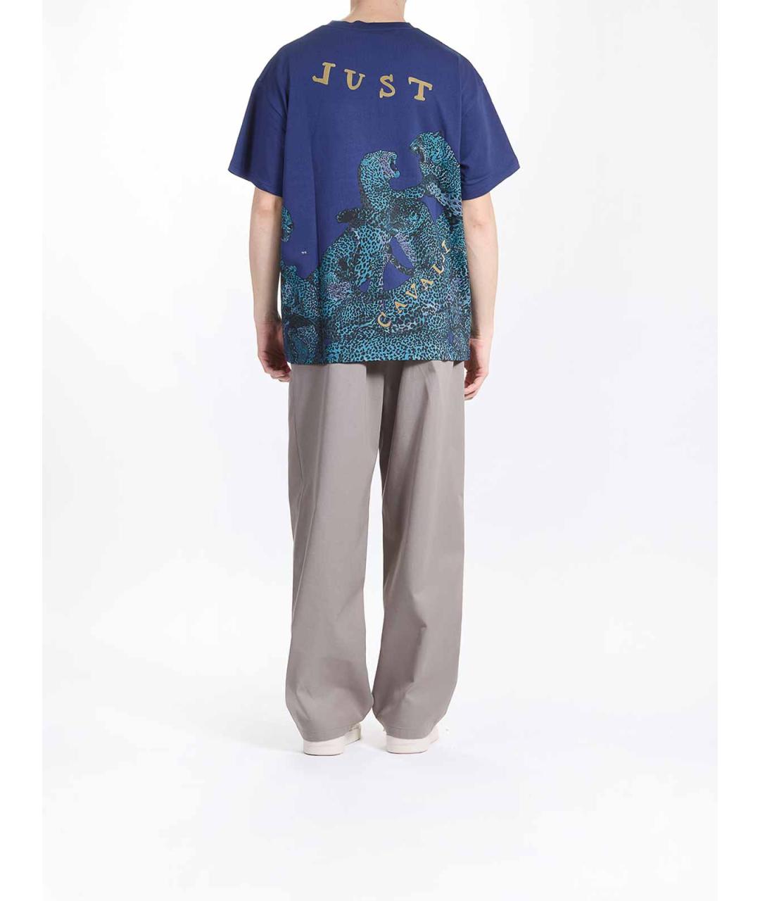 JUST CAVALLI Синяя хлопковая футболка, фото 4