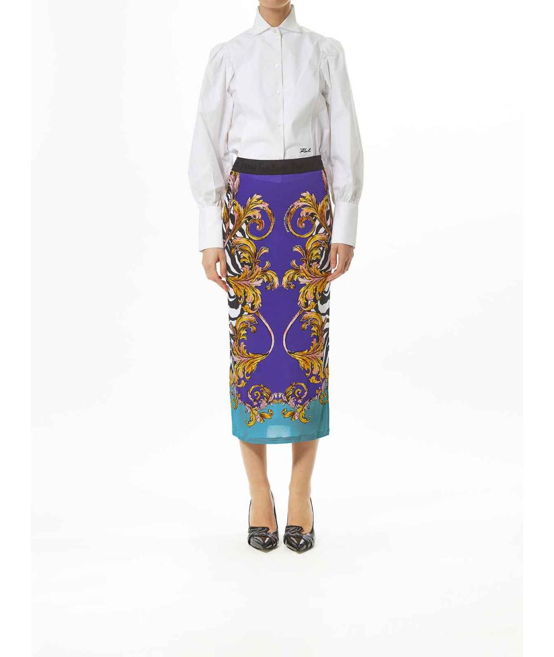 VERSACE JEANS COUTURE Мульти вискозная юбка макси, фото 2