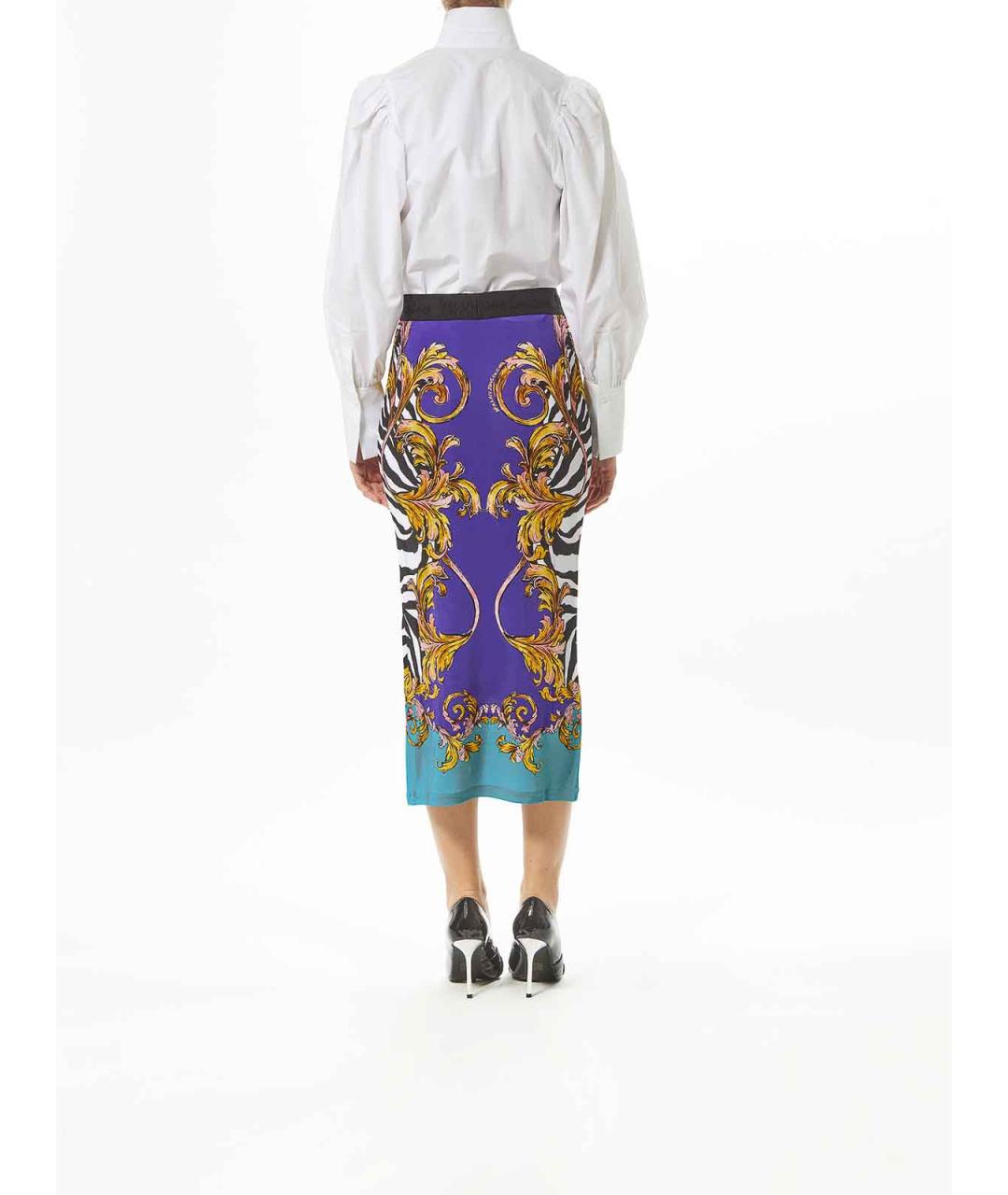 VERSACE JEANS COUTURE Мульти вискозная юбка макси, фото 4