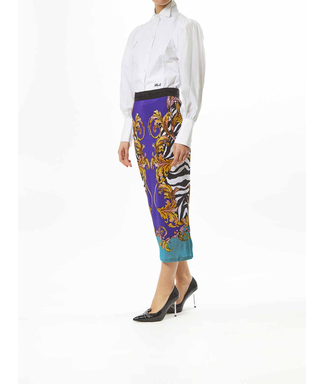 VERSACE JEANS COUTURE Мульти вискозная юбка макси, фото 3