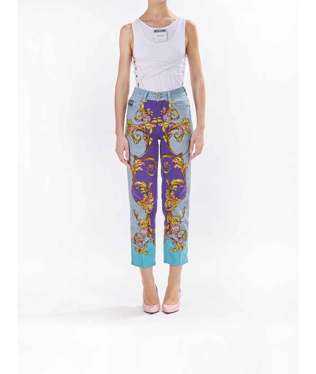 VERSACE JEANS COUTURE Мульти хлопковые брюки широкие, фото 2