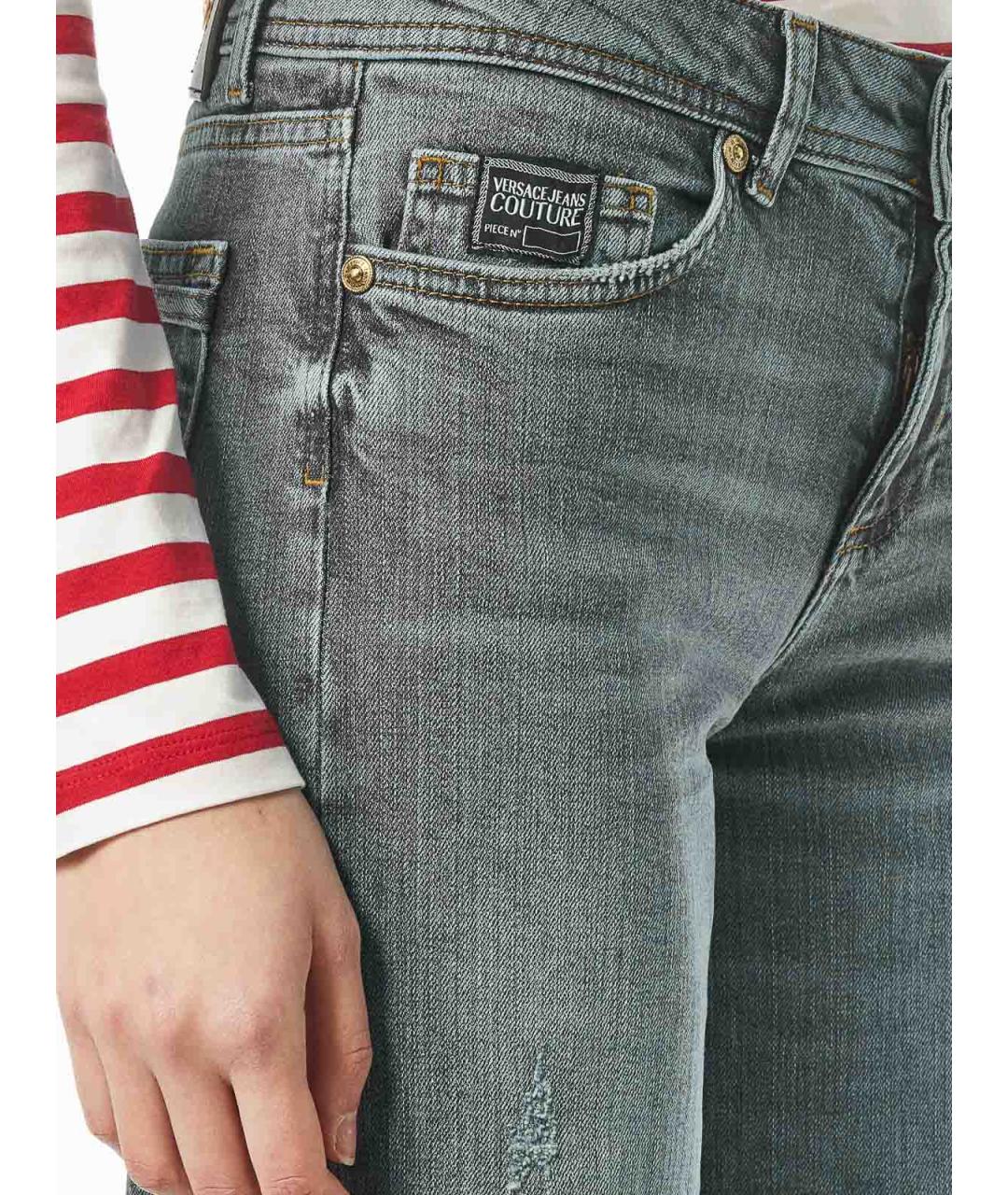VERSACE JEANS COUTURE Серые хлопковые джинсы клеш, фото 6