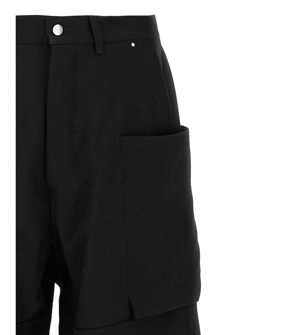 RICK OWENS Черные шерстяные повседневные брюки, фото 3