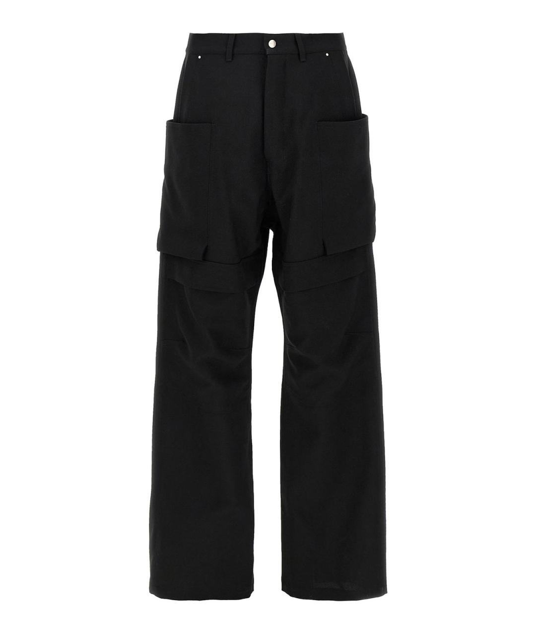 RICK OWENS Черные шерстяные повседневные брюки, фото 1