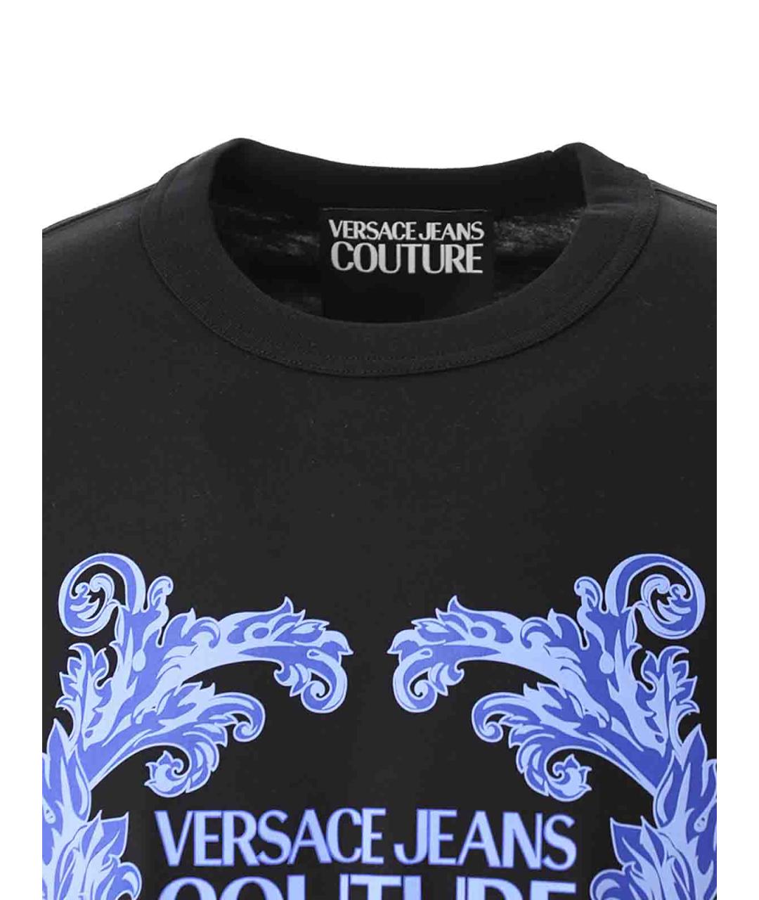 VERSACE JEANS COUTURE Черная хлопковая футболка, фото 4