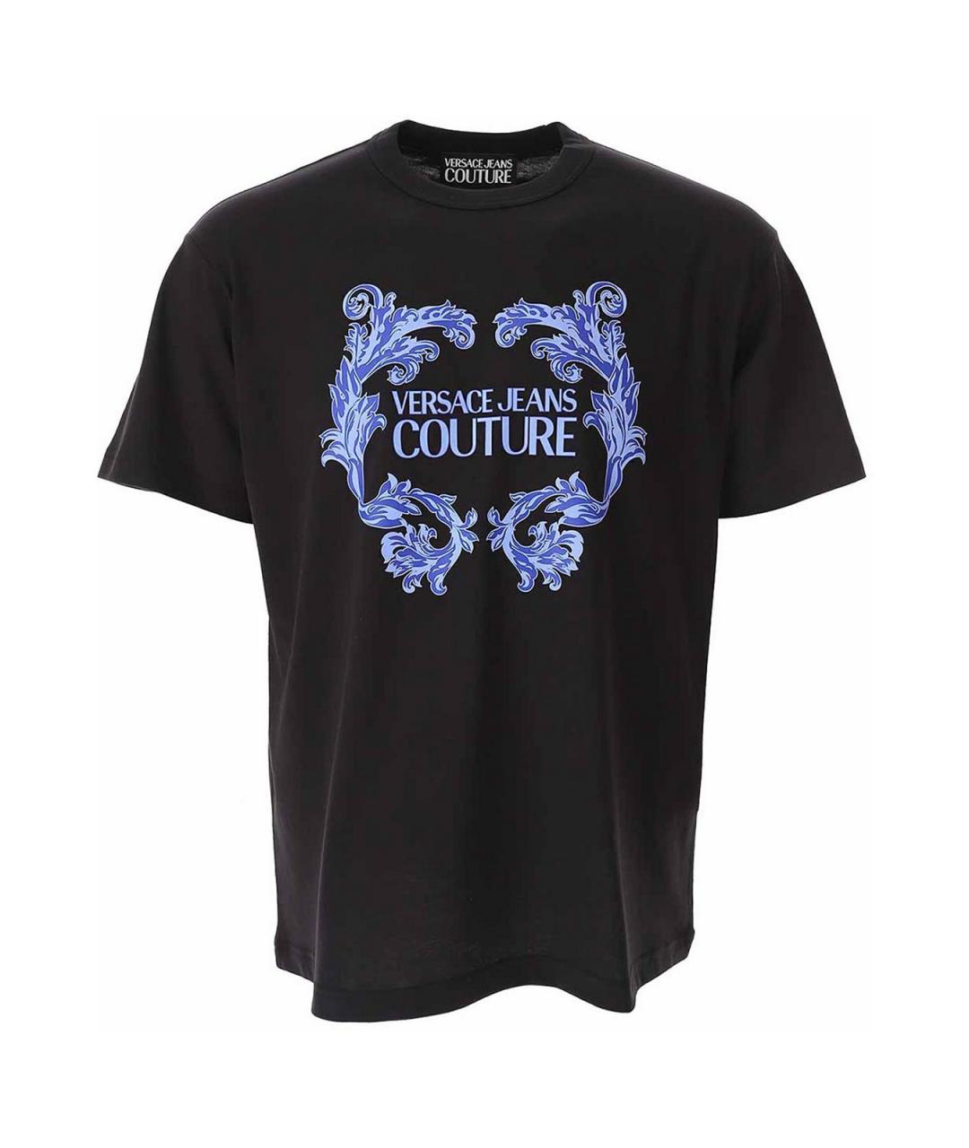 VERSACE JEANS COUTURE Черная хлопковая футболка, фото 1