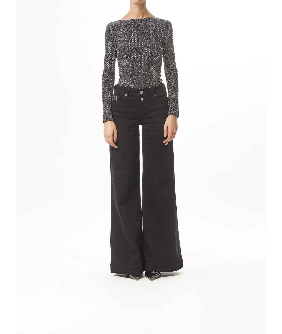 VERSACE JEANS COUTURE Черные синтетические брюки широкие, фото 2