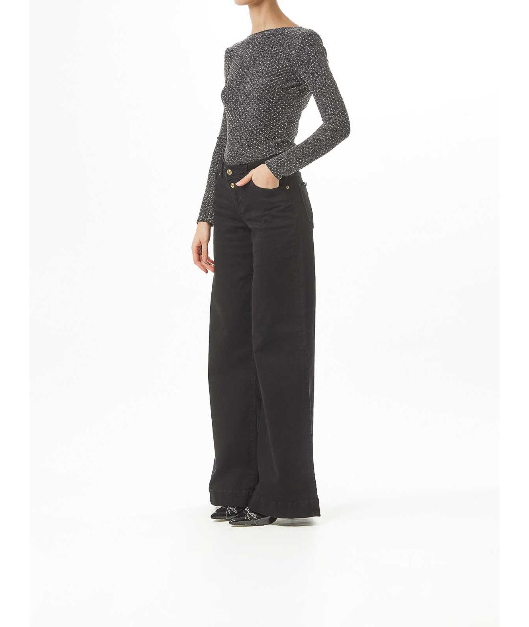 VERSACE JEANS COUTURE Черные синтетические брюки широкие, фото 3