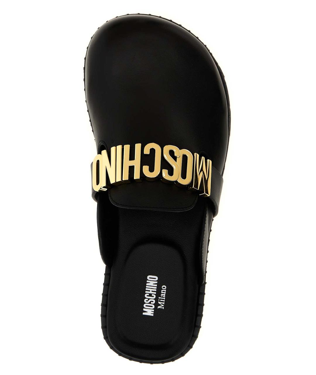 MOSCHINO Черные кожаные мюли, фото 4