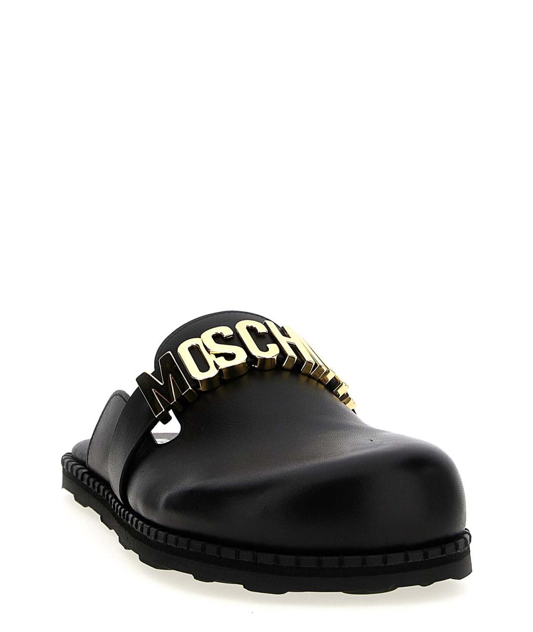 MOSCHINO Черные кожаные мюли, фото 2