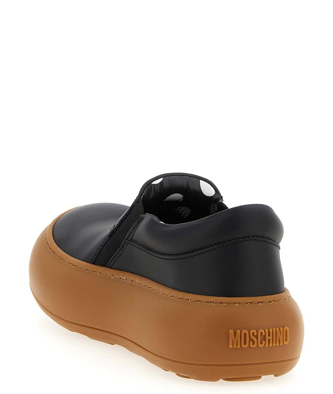MOSCHINO Черные кожаные слипоны, фото 3