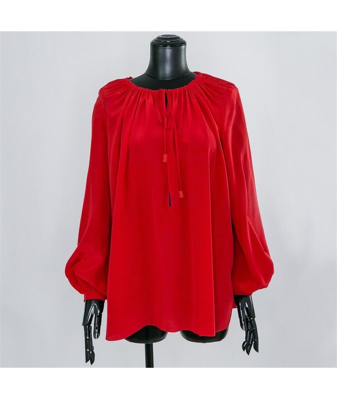 SAINT LAURENT Красная шелковая блузы, фото 4
