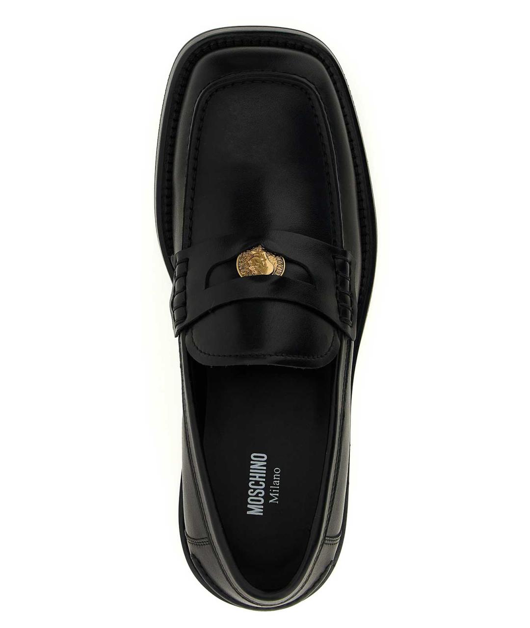 MOSCHINO Черные кожаные лоферы, фото 4
