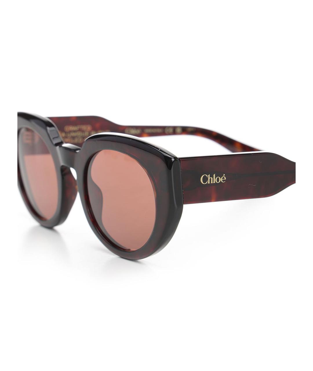 CHLOE Коричневые пластиковые солнцезащитные очки, фото 3