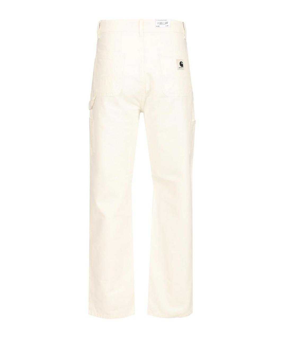 CARHARTT Белые хлопковые прямые брюки, фото 2