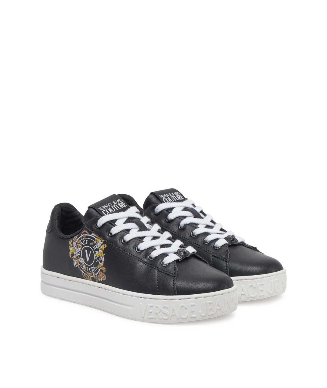 VERSACE JEANS COUTURE Черные кожаные кроссовки, фото 2