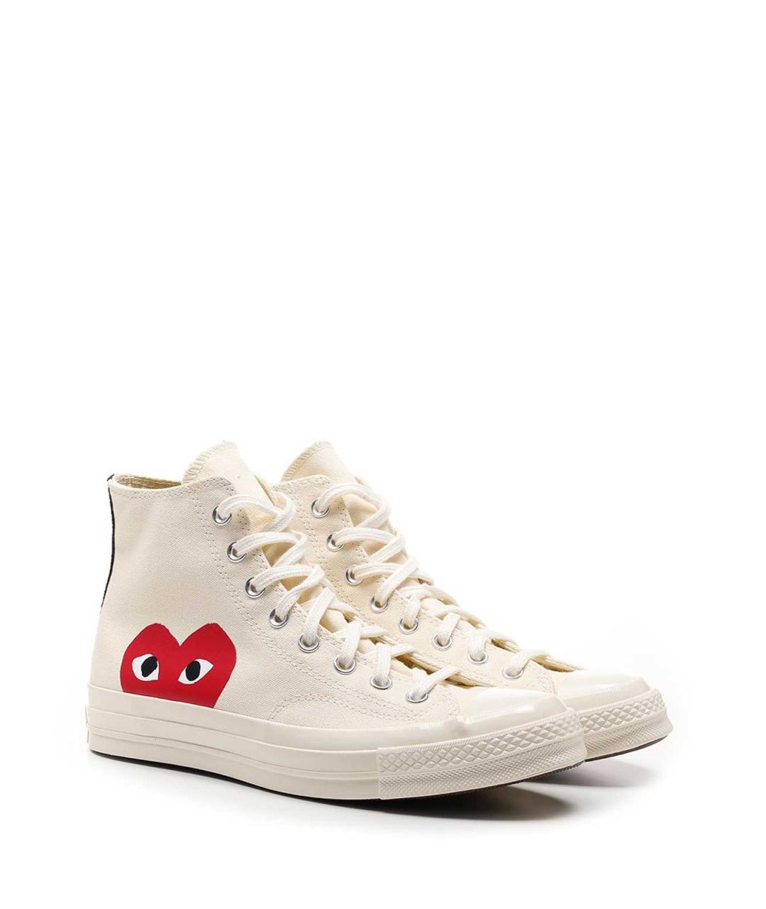 COMME DES GARÇONS PLAY Белые текстильные высокие кроссовки / кеды, фото 2