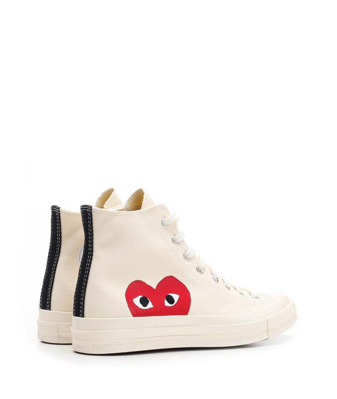 COMME DES GARÇONS PLAY Белые текстильные высокие кроссовки / кеды, фото 3