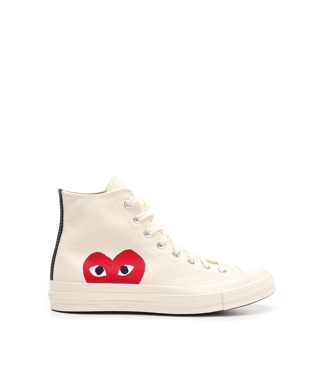 COMME DES GARÇONS PLAY Белые текстильные высокие кроссовки / кеды, фото 1