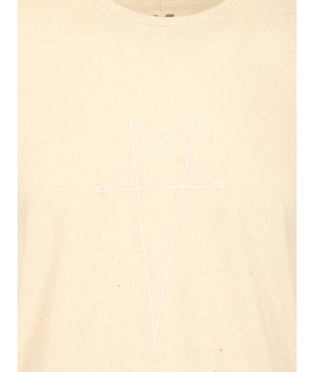 RICK OWENS DRKSHDW Бежевая хлопковая футболка, фото 3