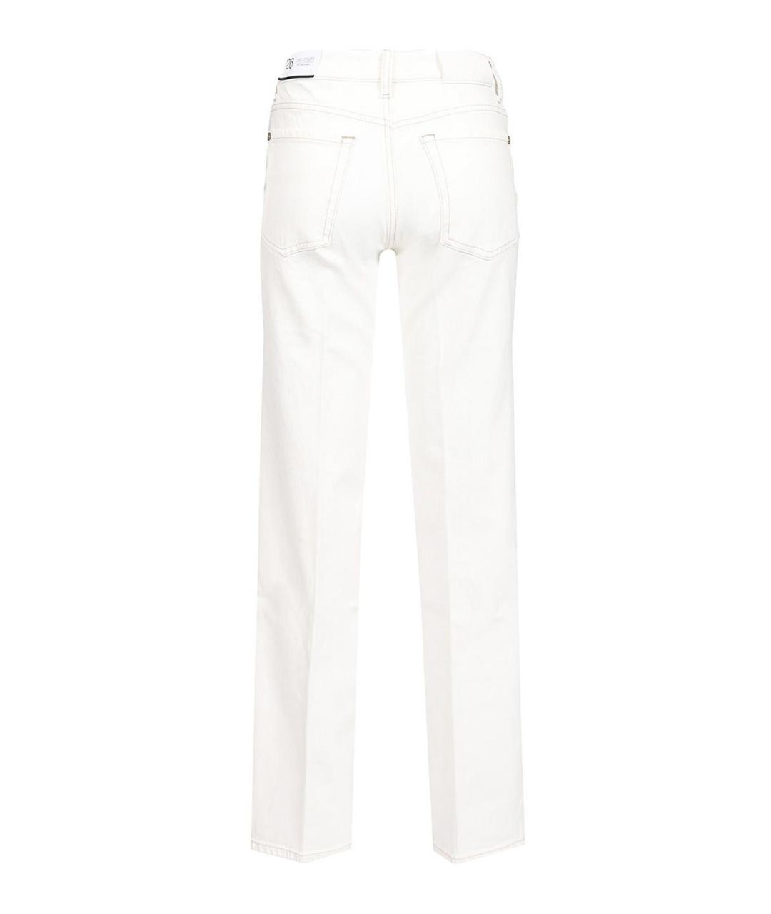 7 FOR ALL MANKIND Белые хлопковые прямые джинсы, фото 2