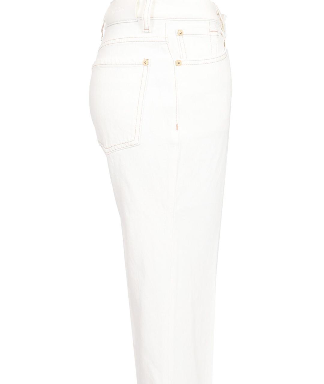 7 FOR ALL MANKIND Белые хлопковые прямые джинсы, фото 4