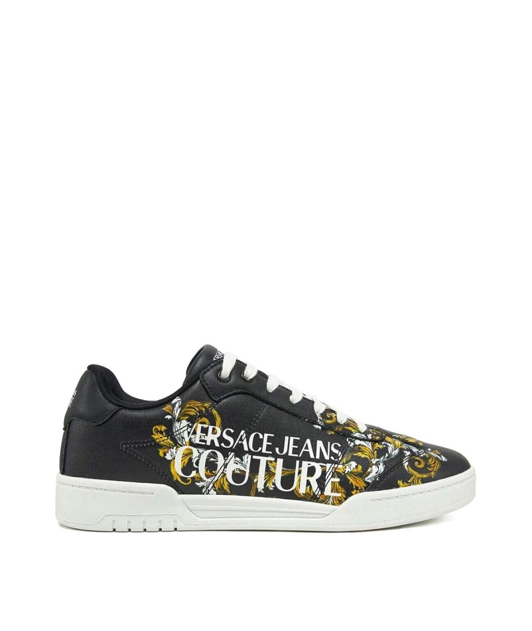 VERSACE JEANS COUTURE Черные кожаные низкие кроссовки / кеды, фото 1