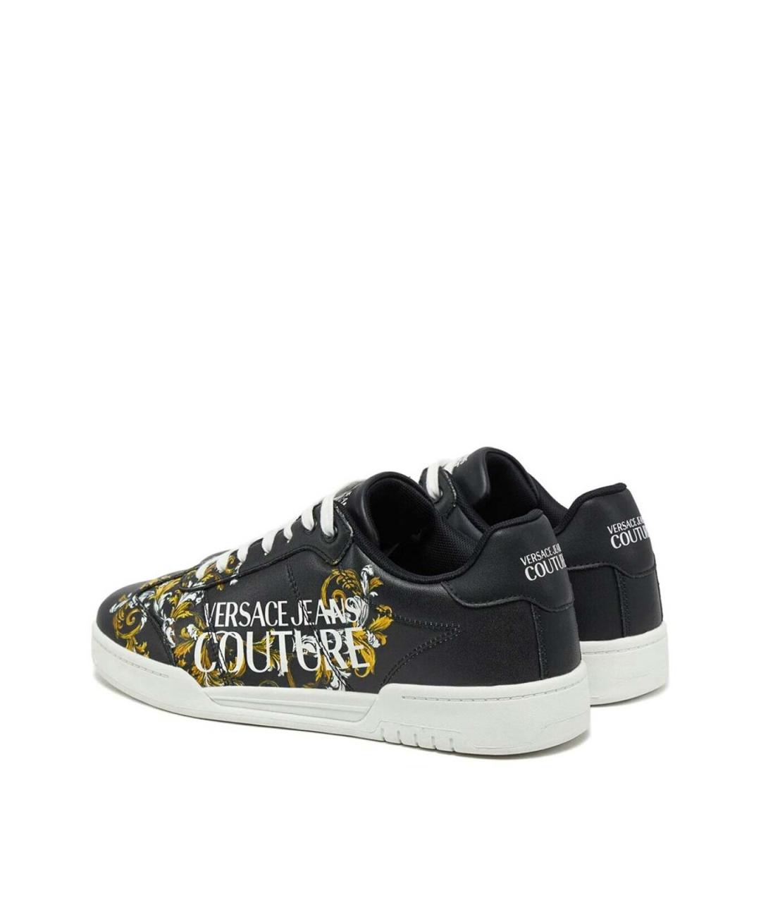 VERSACE JEANS COUTURE Черные кожаные низкие кроссовки / кеды, фото 2