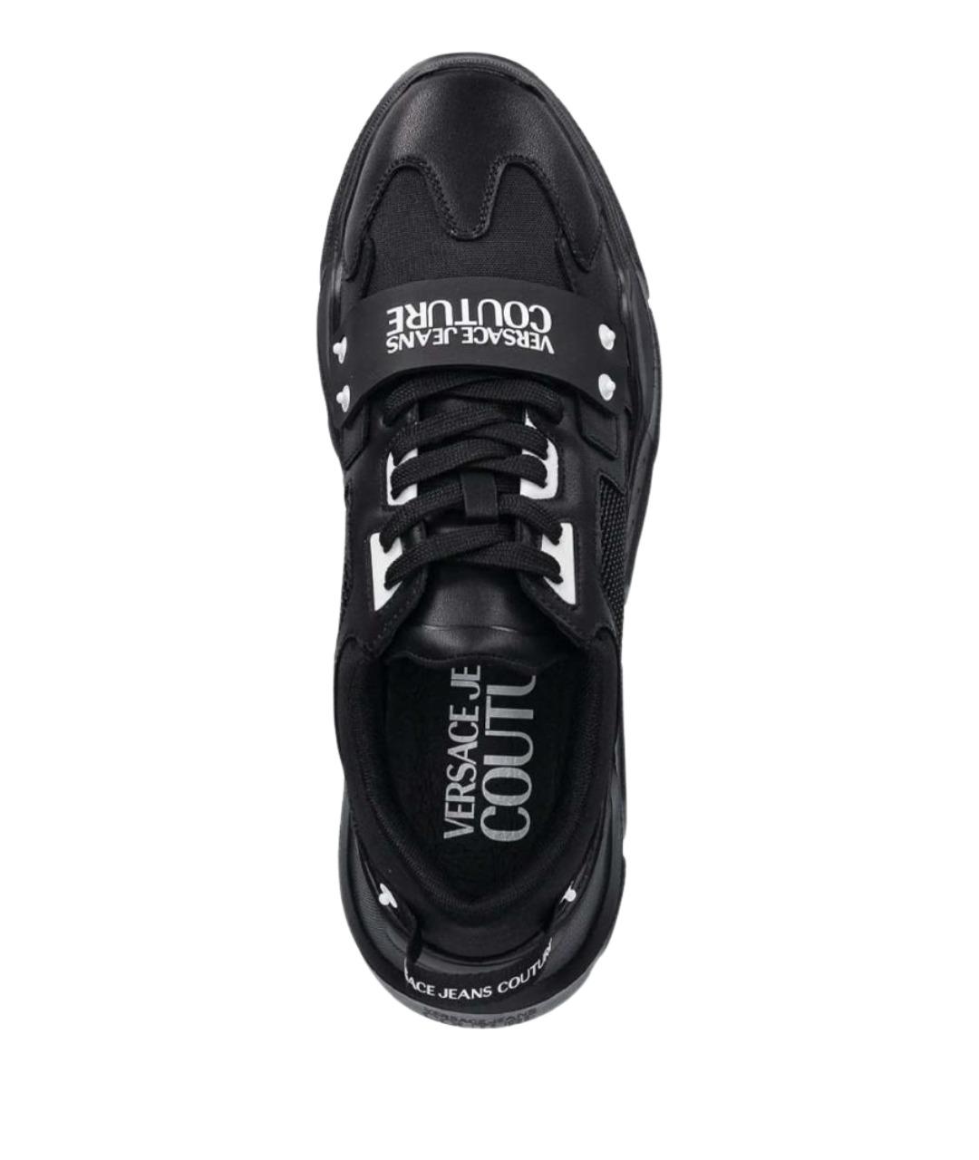 VERSACE JEANS COUTURE Черные кожаные низкие кроссовки / кеды, фото 4