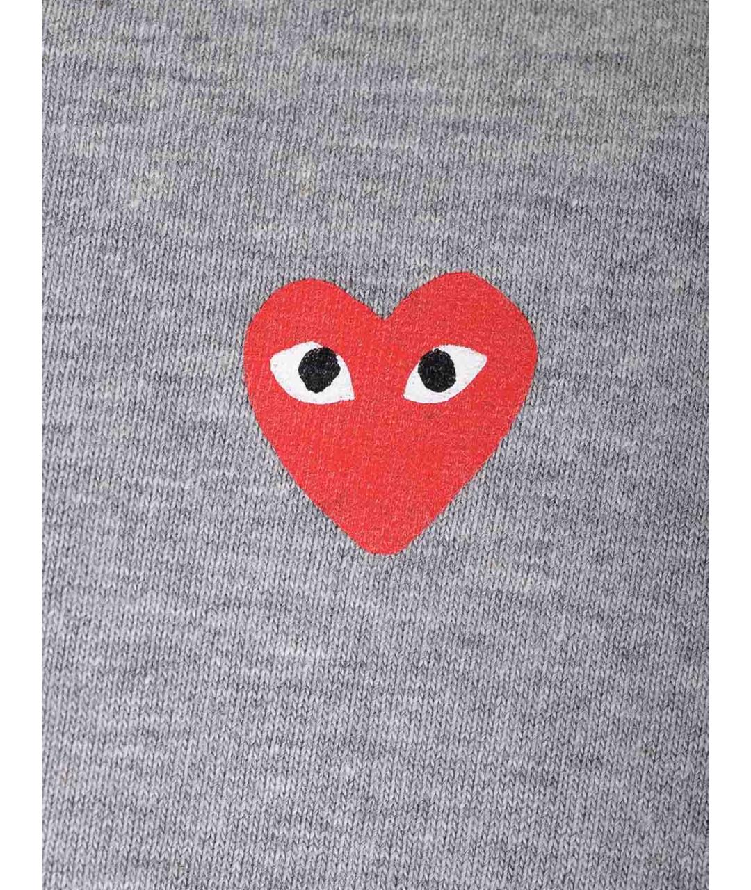 COMME DES GARÇONS PLAY Серая хлопковая футболка, фото 3
