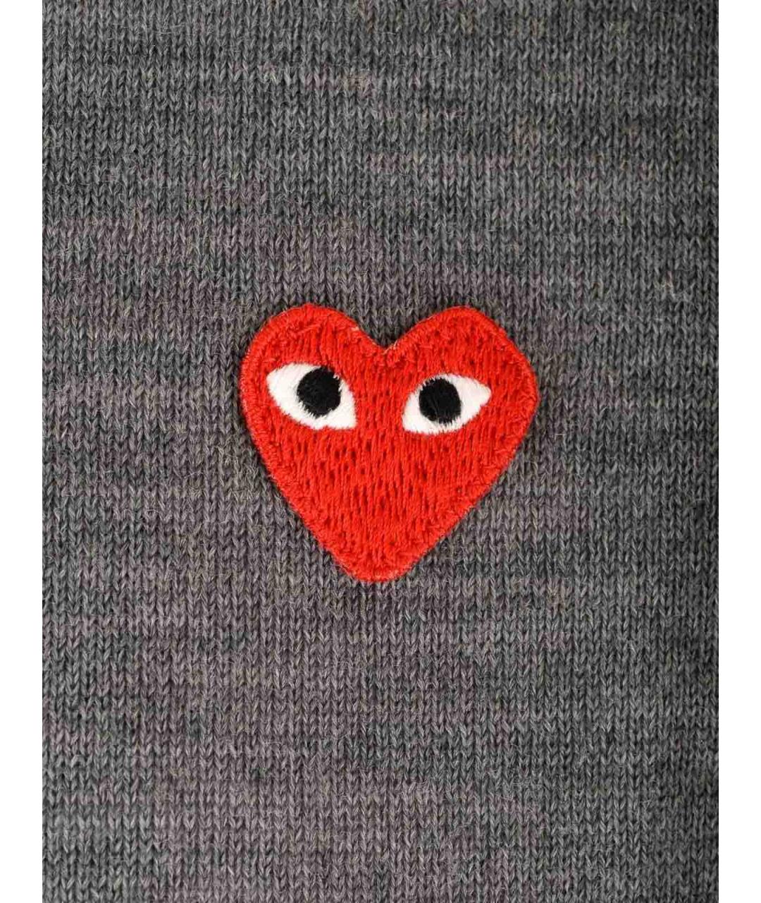 COMME DES GARÇONS PLAY Серое шерстяное поло с коротким рукавом, фото 3