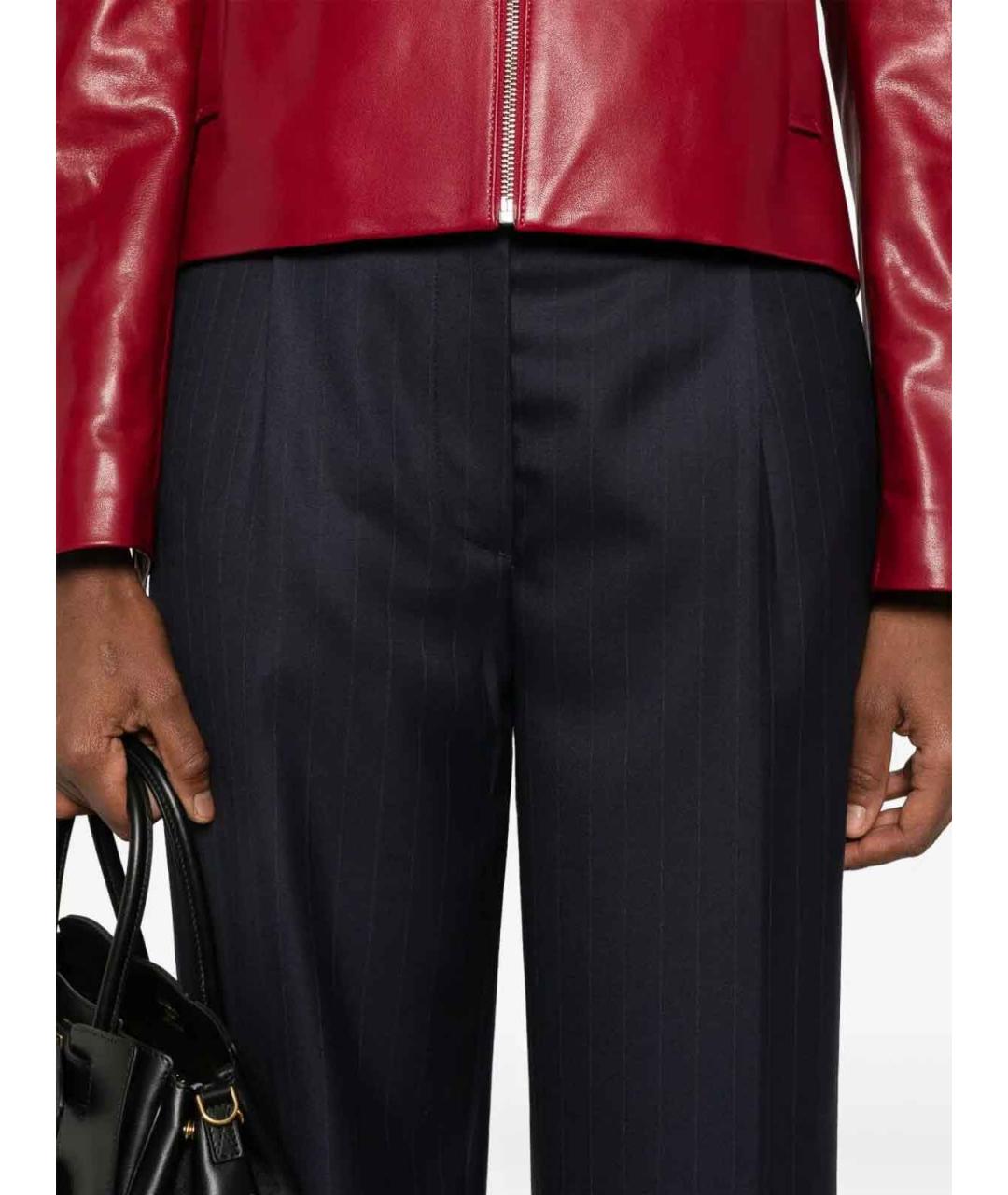 PRADA Темно-синие шерстяные прямые брюки, фото 4