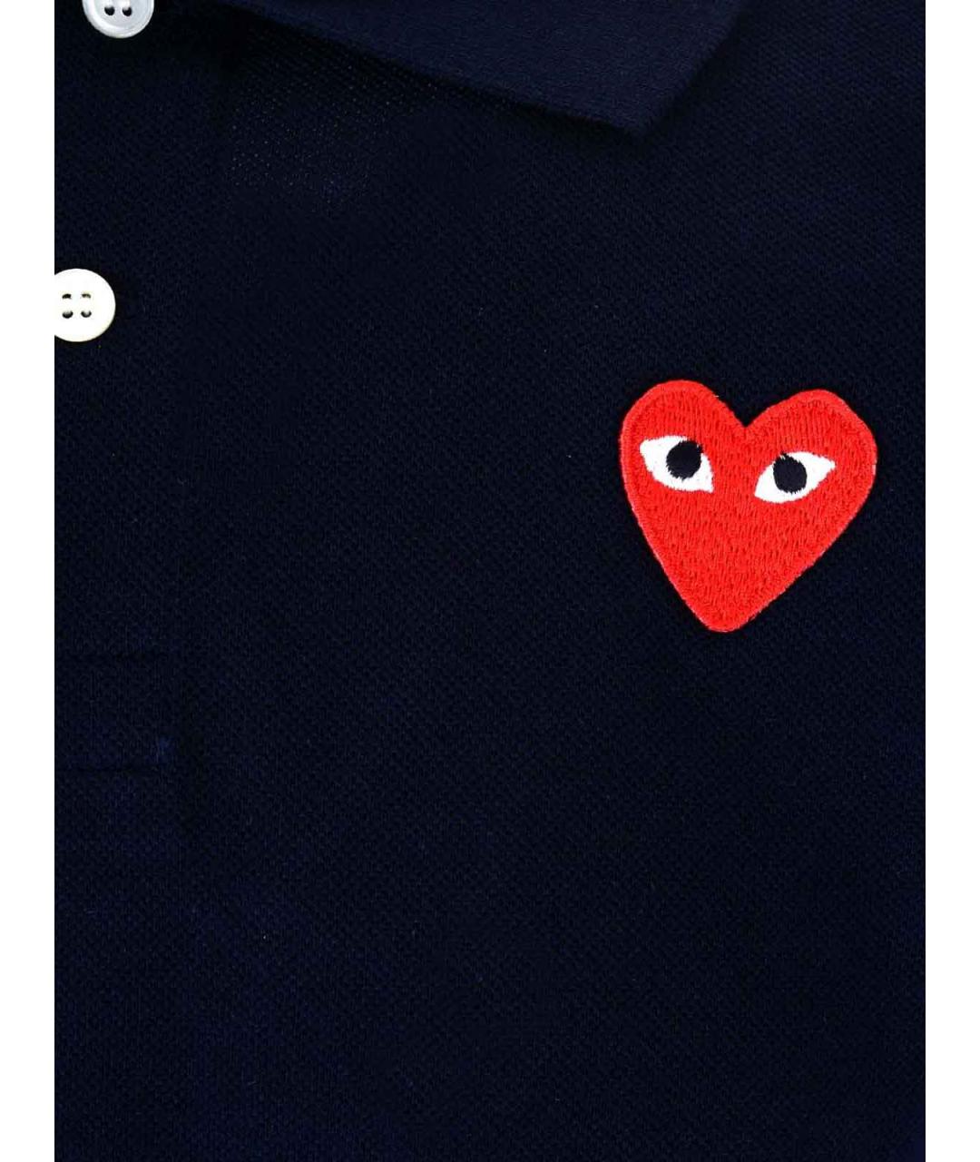 COMME DES GARÇONS PLAY Синее хлопковое поло с коротким рукавом, фото 3