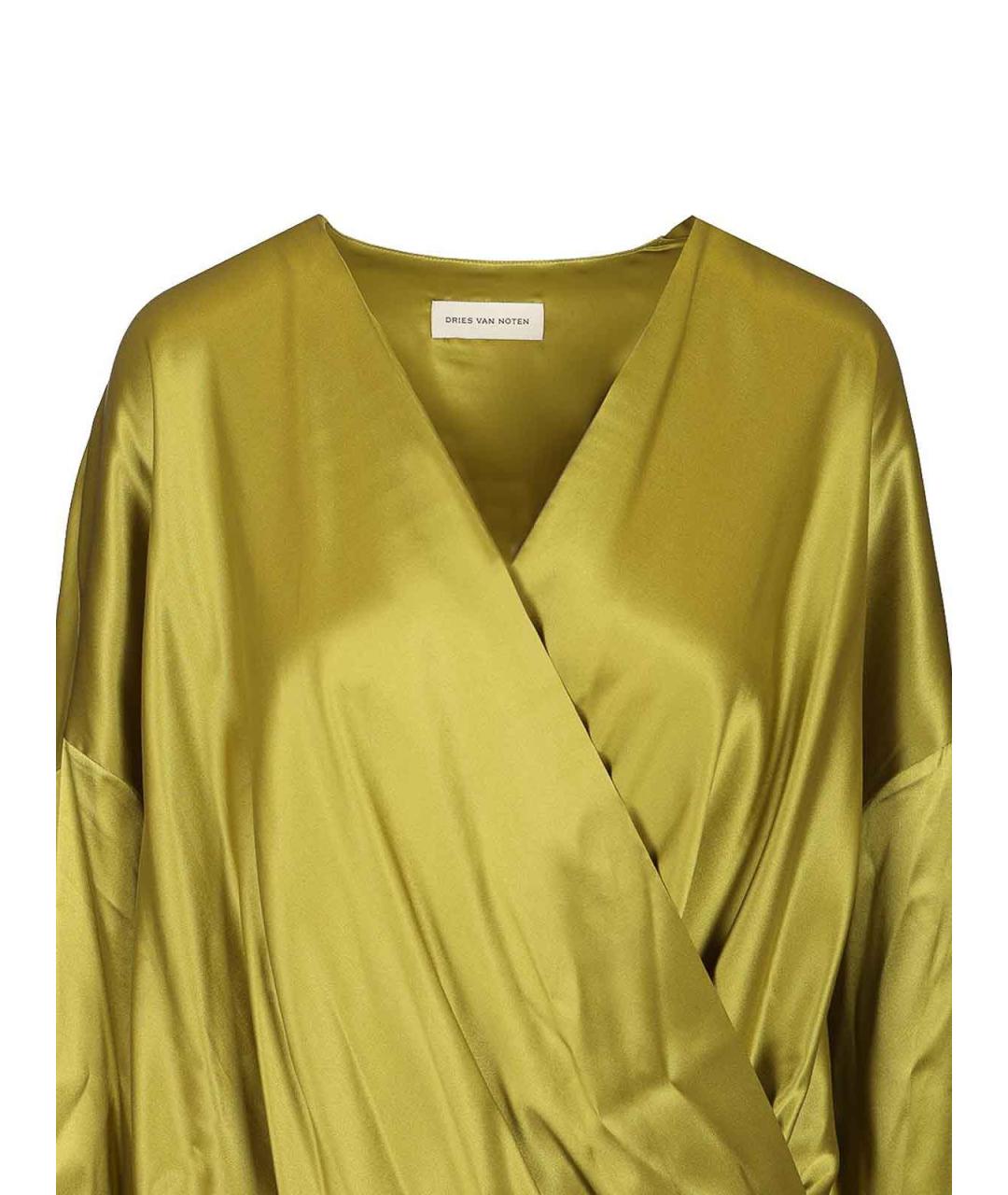 DRIES VAN NOTEN Зеленая шелковая майка, фото 4