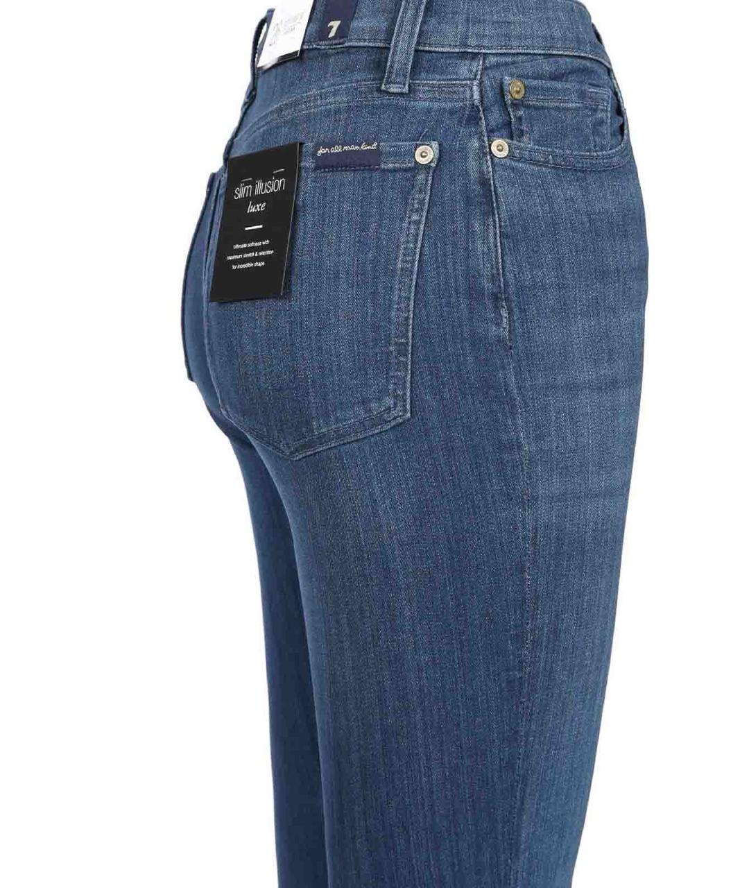 7 FOR ALL MANKIND Синие хлопковые джинсы клеш, фото 4