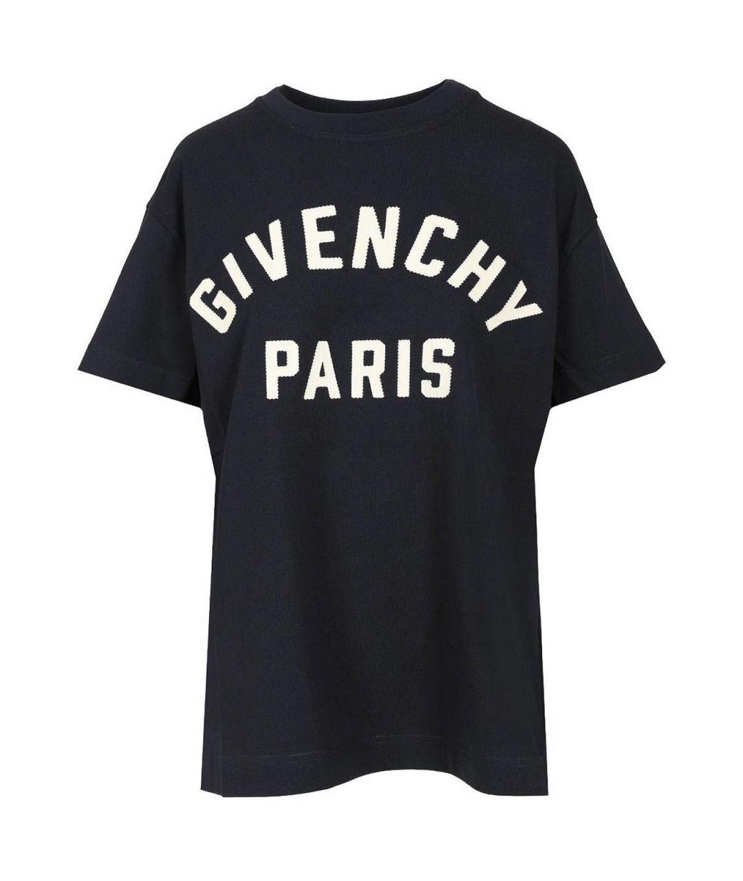 GIVENCHY Темно-синяя хлопковая футболка, фото 1