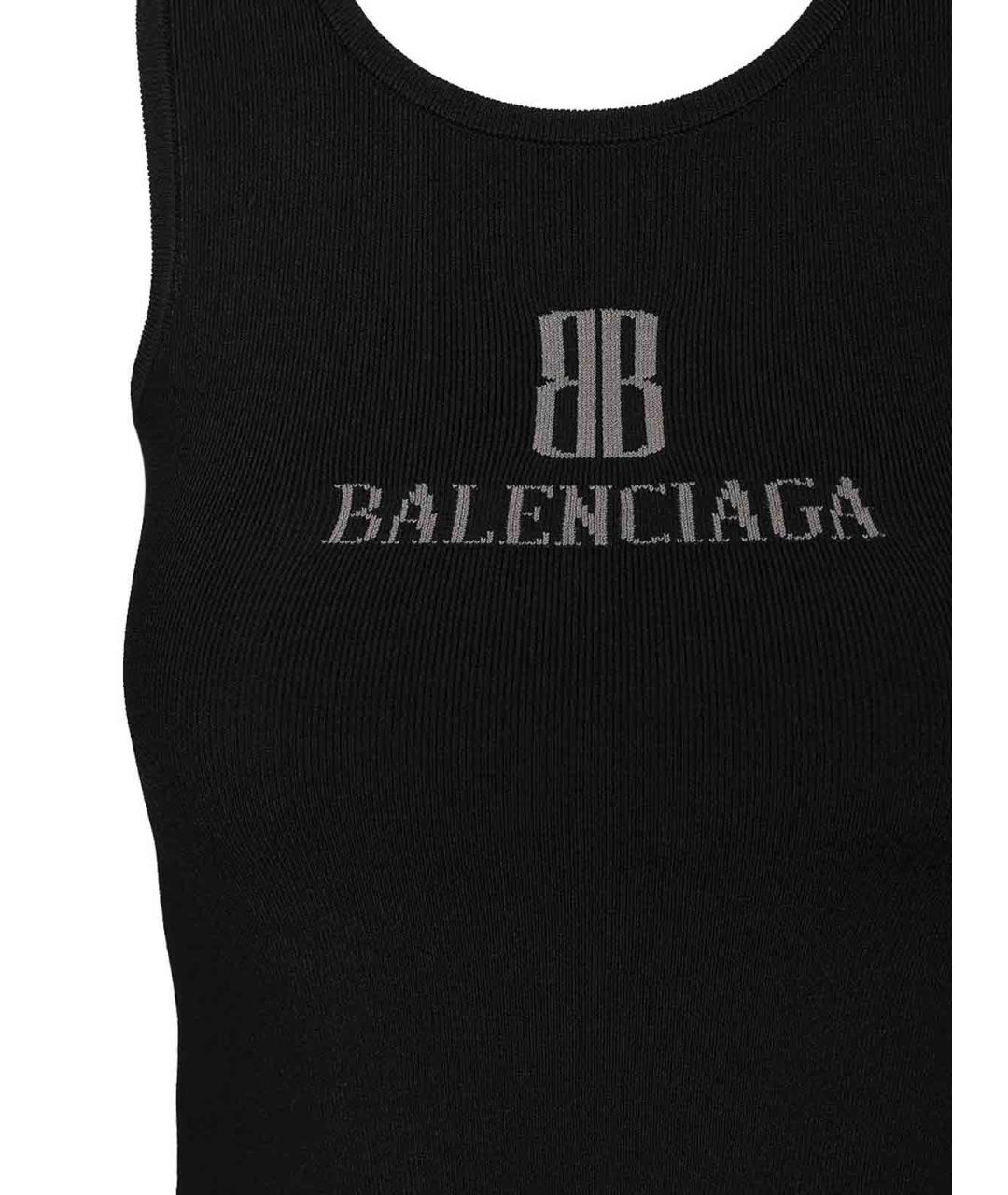 BALENCIAGA Черная вискозная майка, фото 3