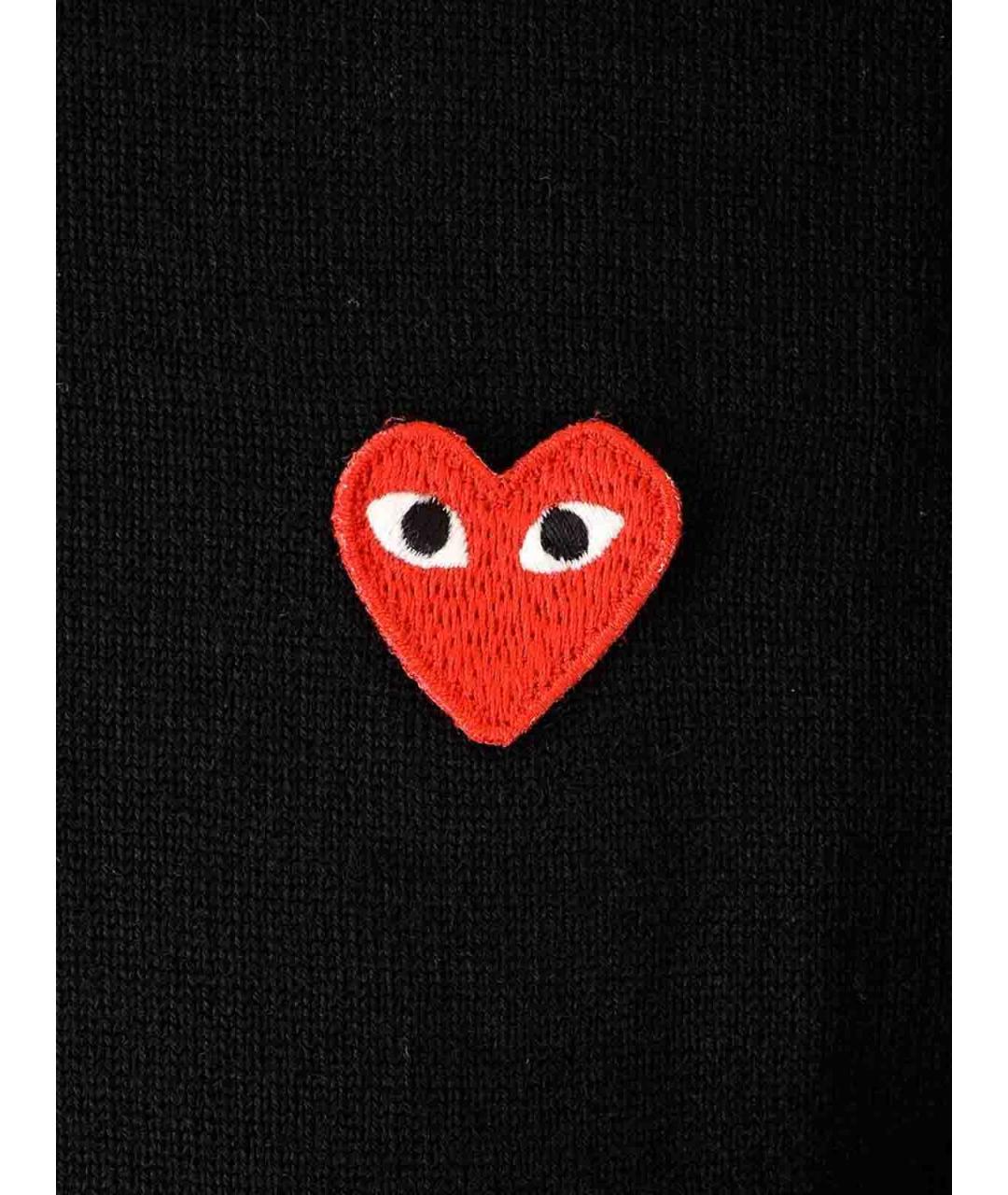 COMME DES GARÇONS PLAY Черное шерстяное поло с коротким рукавом, фото 3