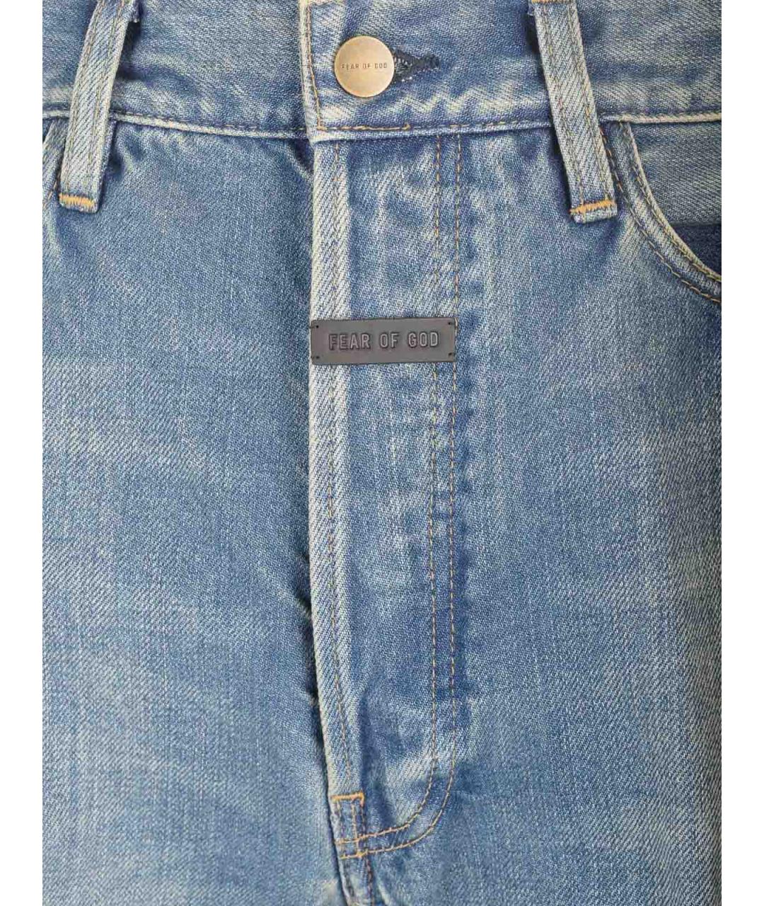 FEAR OF GOD Голубые хлопковые прямые джинсы, фото 4