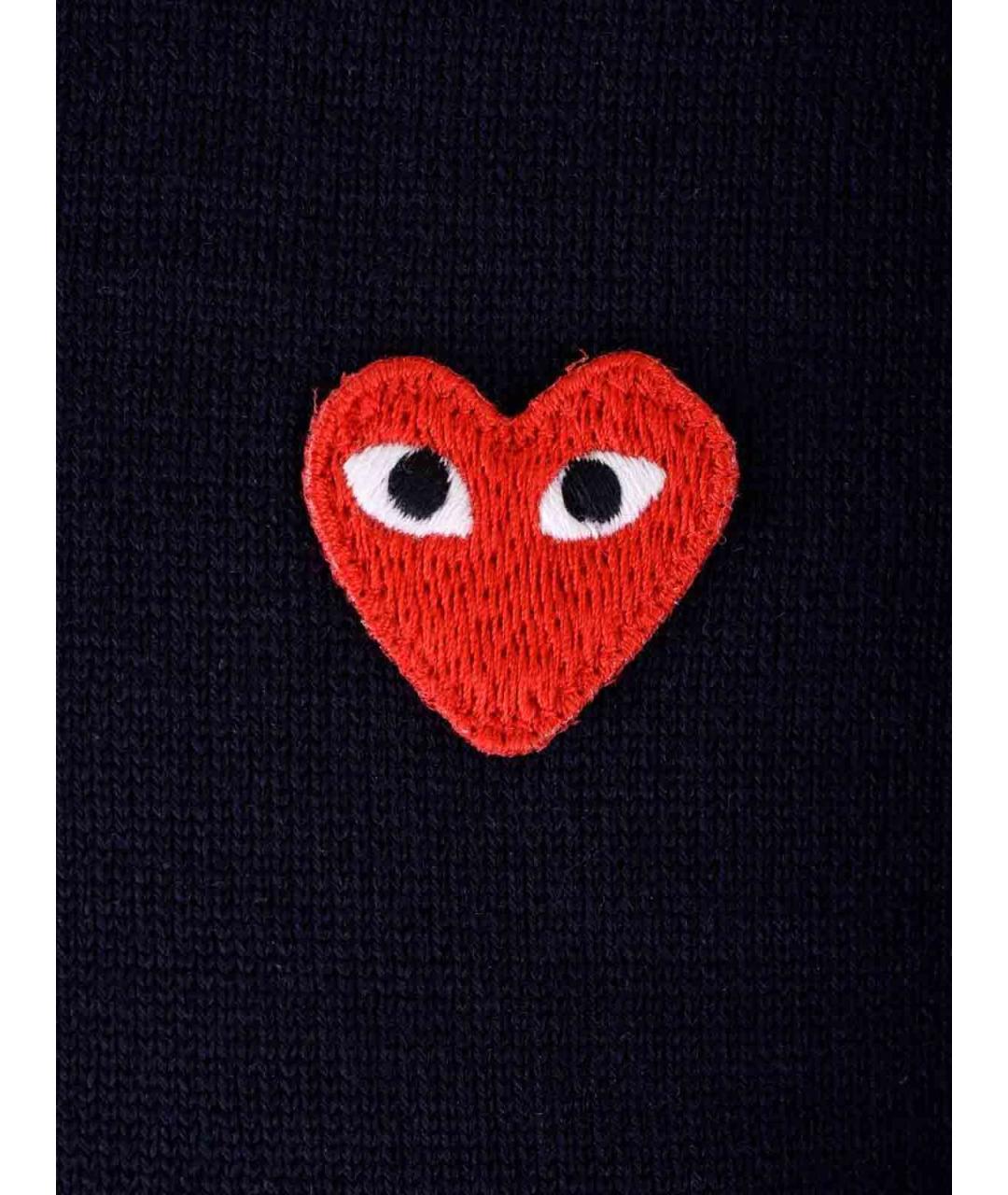 COMME DES GARÇONS PLAY Синее шерстяное поло с коротким рукавом, фото 3