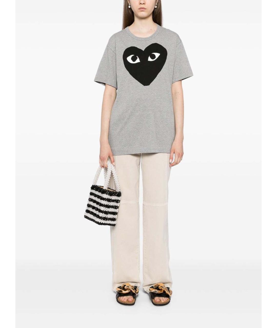 COMME DES GARÇONS Серая хлопковая футболка, фото 3