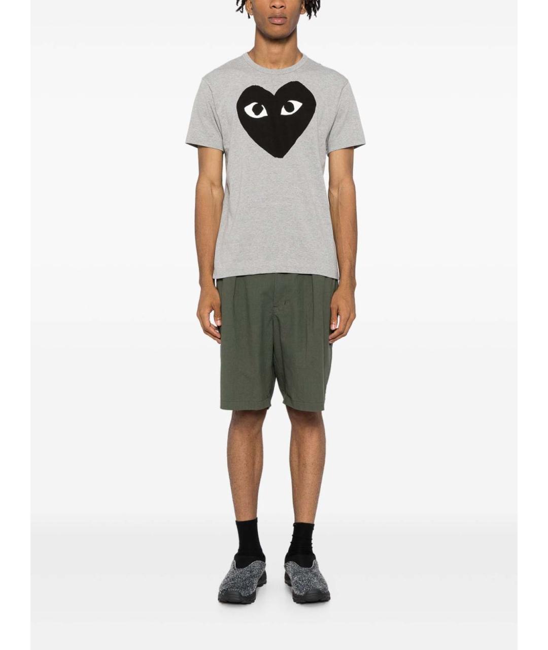 COMME DES GARÇONS Серая хлопковая футболка, фото 2