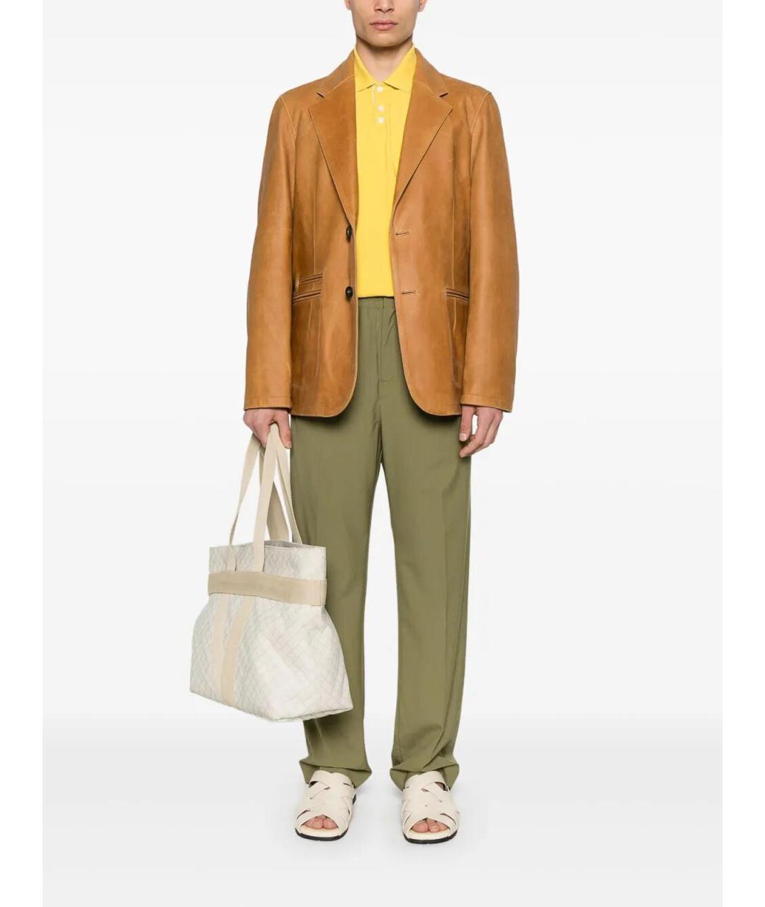 BOTTEGA VENETA Зеленые шерстяные повседневные брюки, фото 2