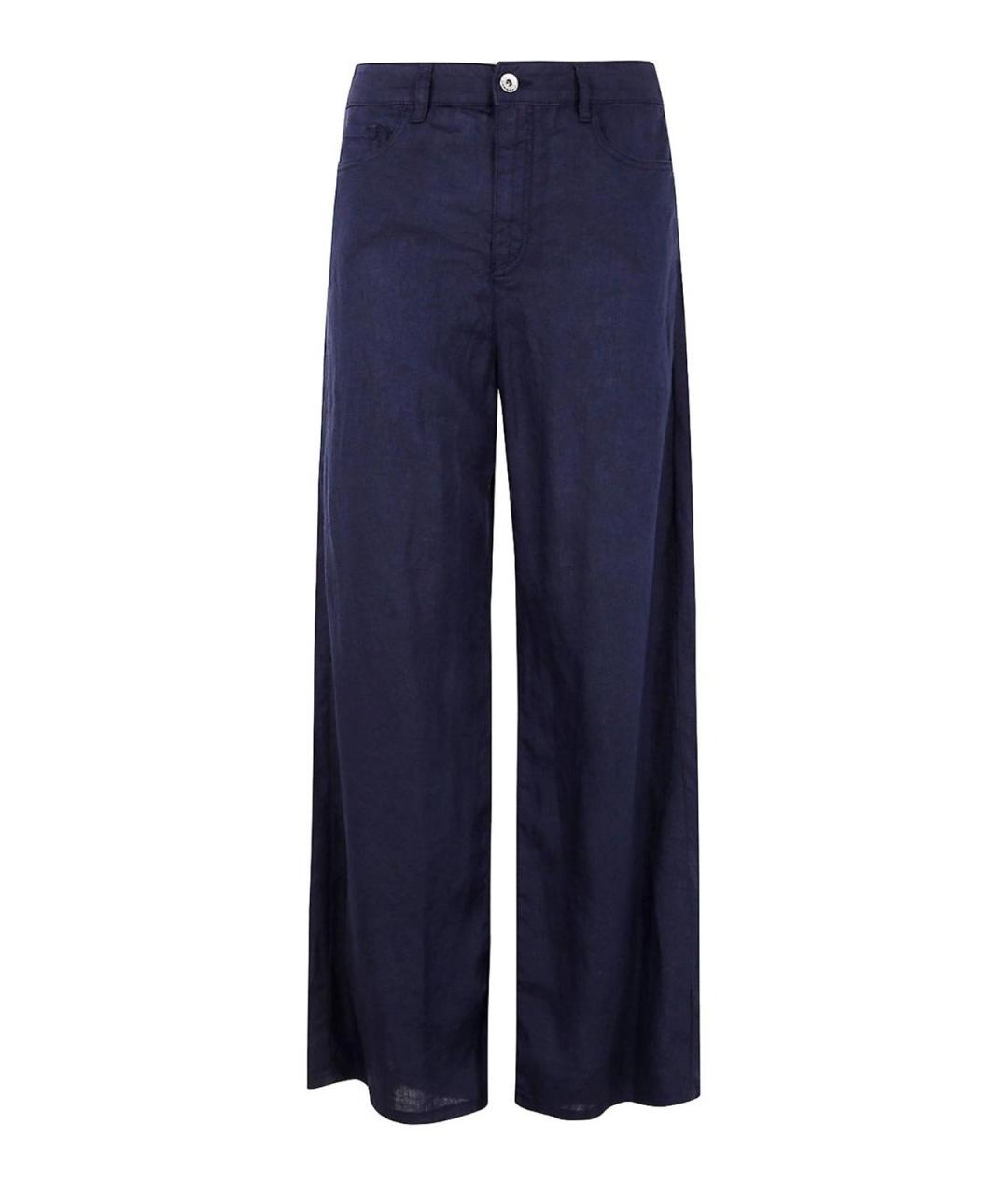EMPORIO ARMANI Синие льняные брюки широкие, фото 1