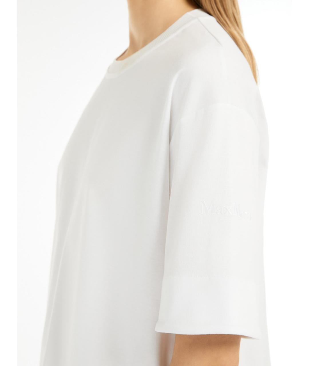 MAX MARA Белая хлопковая футболка, фото 5
