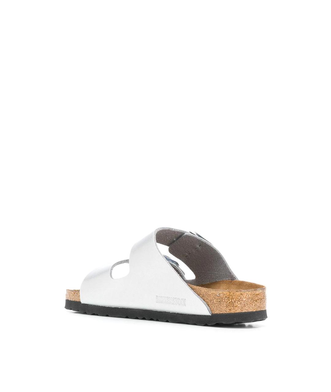 BIRKENSTOCK Серебряные кожаные шлепанцы, фото 3