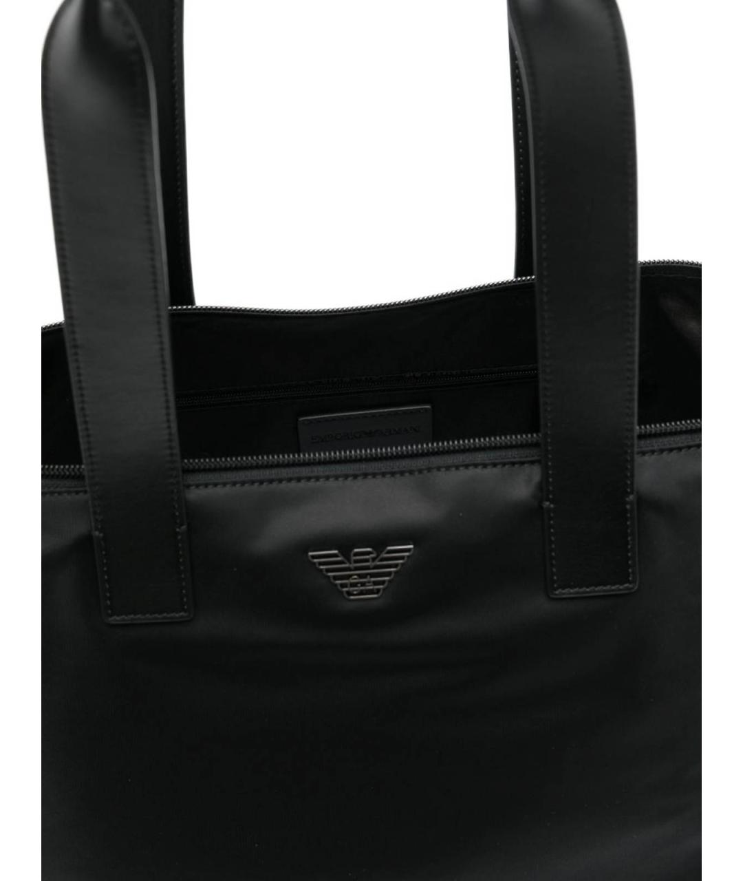 EMPORIO ARMANI Черная тканевая сумка тоут, фото 4