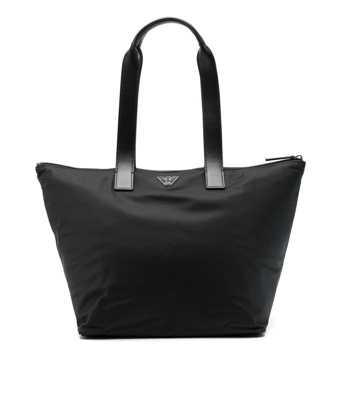 EMPORIO ARMANI Черная тканевая сумка тоут, фото 1